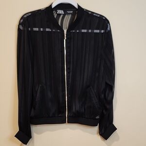 Zara Black and Gray Sheer Jacket